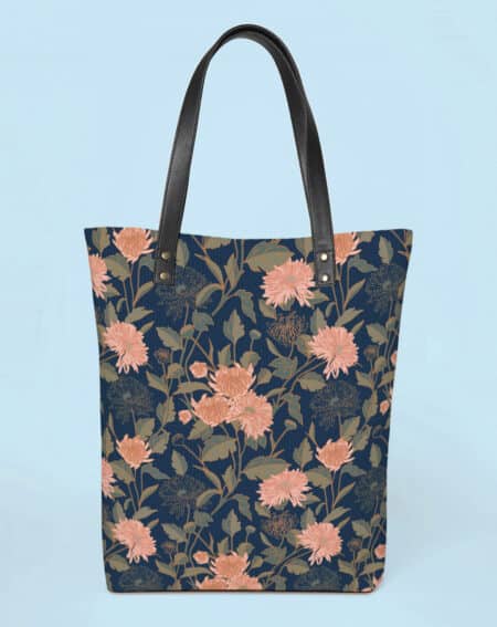 Tote Bag | Chrysanthemum Floral - Blue